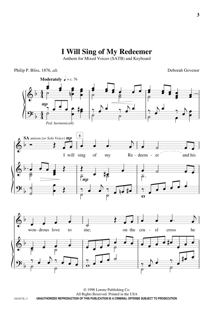 I Will Sing of My Redeemer 4-Part scores gallery preview page 1