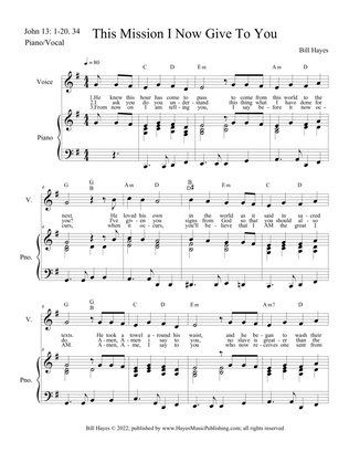 This Mission I Now Give To You (3 versions combined - piano/vocal, leadsheet and congregational wors