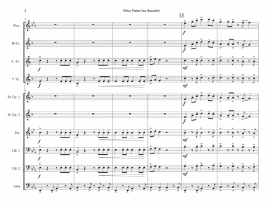 What Makes You Beautiful Marching Band scores gallery preview page 2