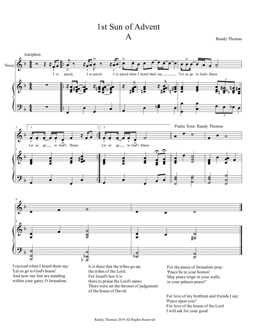 1st Sunday Advent: I Rejoiced Voice scores gallery preview page 1