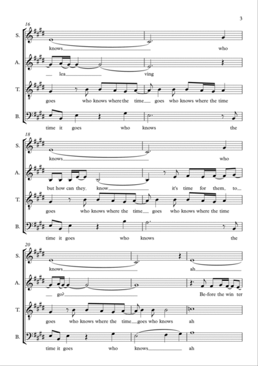 Who Knows Where The Time Goes 4-Part scores gallery preview page 3