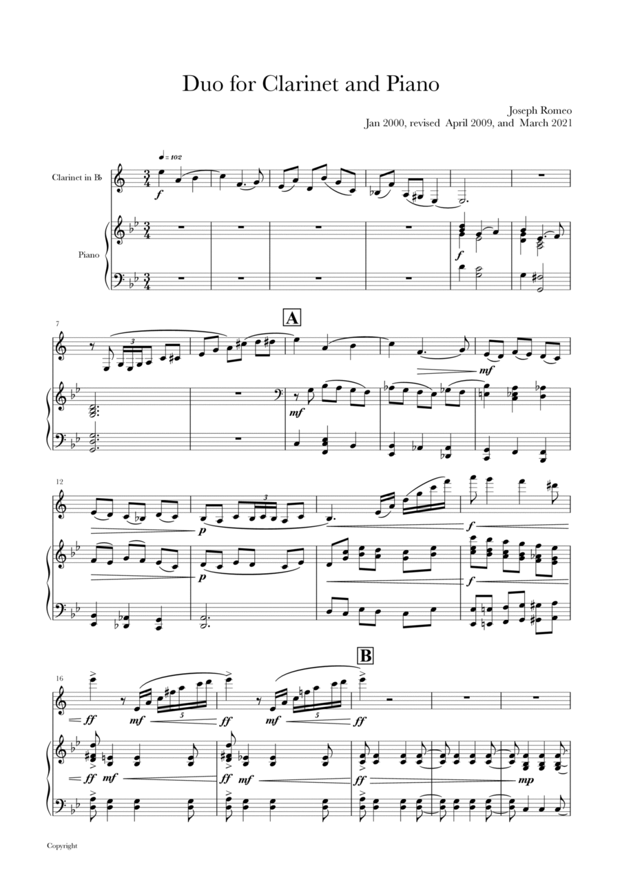 Clarinet Duo Clarinet Duet scores gallery preview page 1
