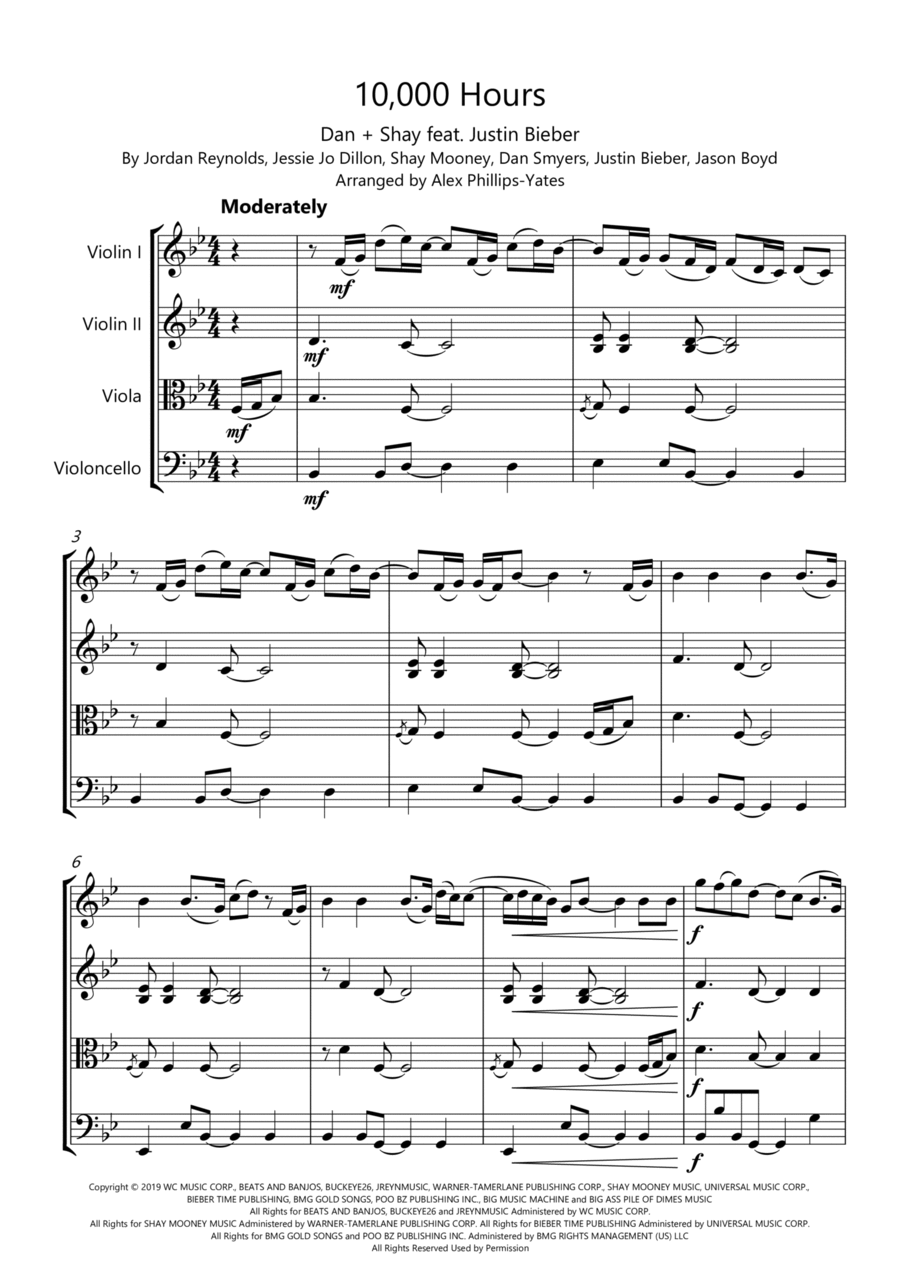 10,000 Hours String Quartet scores gallery preview page 1