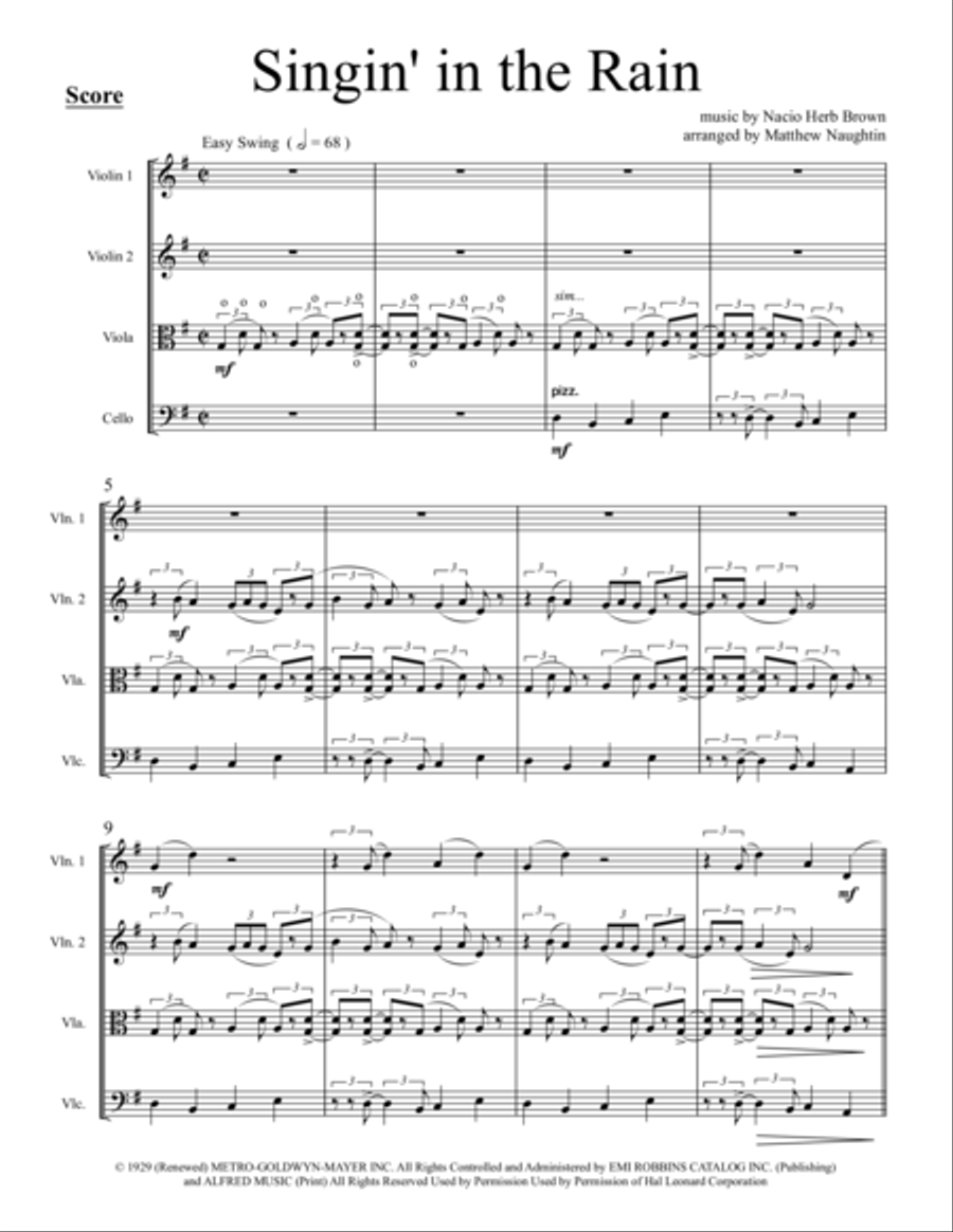 Singin' In The Rain String Quartet scores gallery preview page 2
