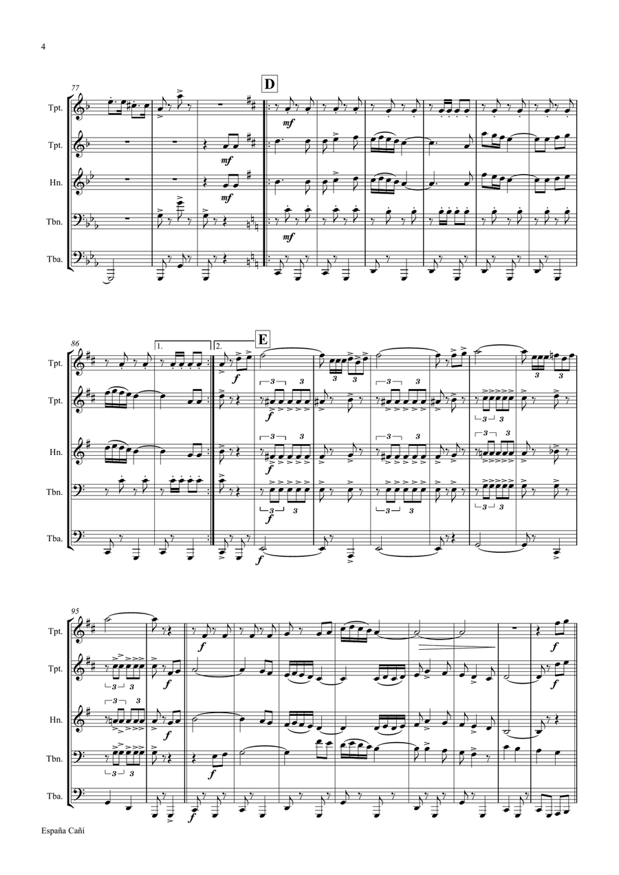 España Cañí - Paso Doble - Gypsy Dance - Brass Quintet Brass Quintet scores gallery preview page 4