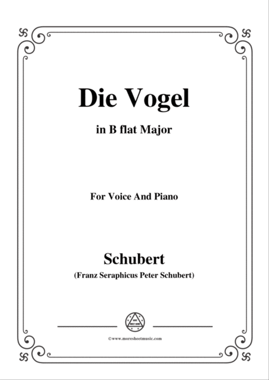 Schubert-Die Vogel,Op.172 No.6,in B flat Major,for Voice&Piano Voice scores gallery preview page 1