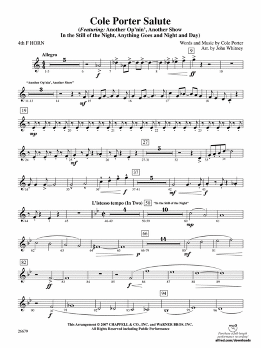 Cole Porter Salute: 4th F Horn
