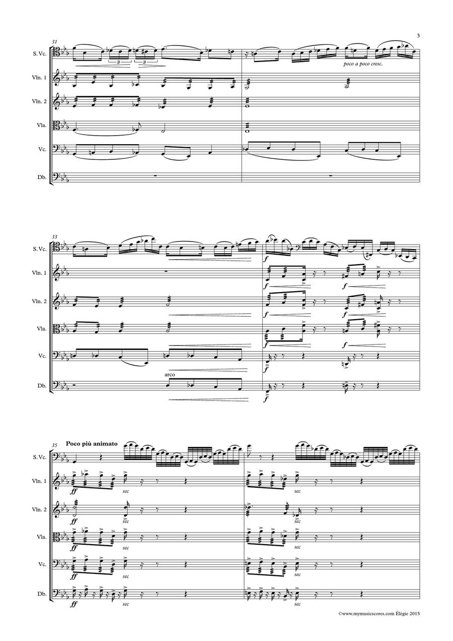 Faure Elegy or Cello and String Orchestra String Orchestra scores gallery preview page 4