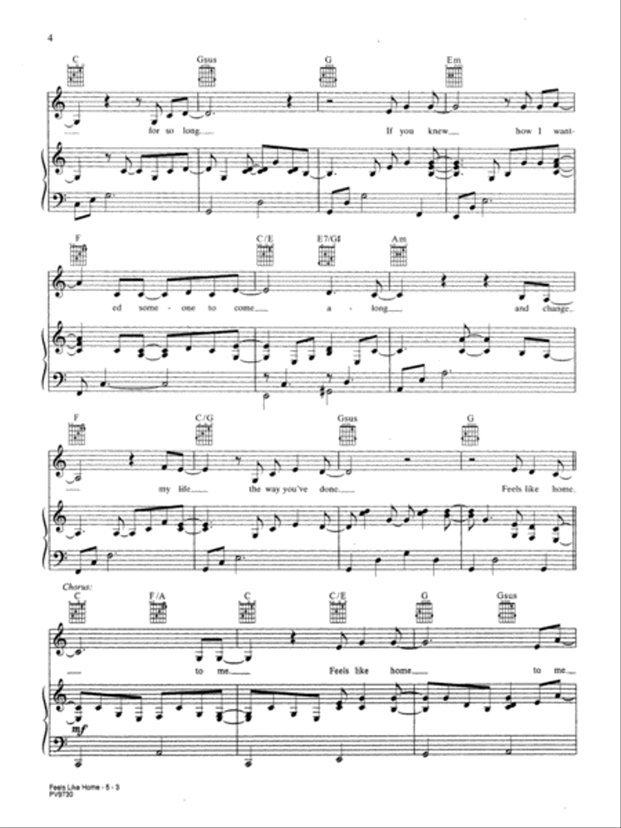 Feels Like Home (from Michael) Piano, Vocal, Guitar scores gallery preview page 3