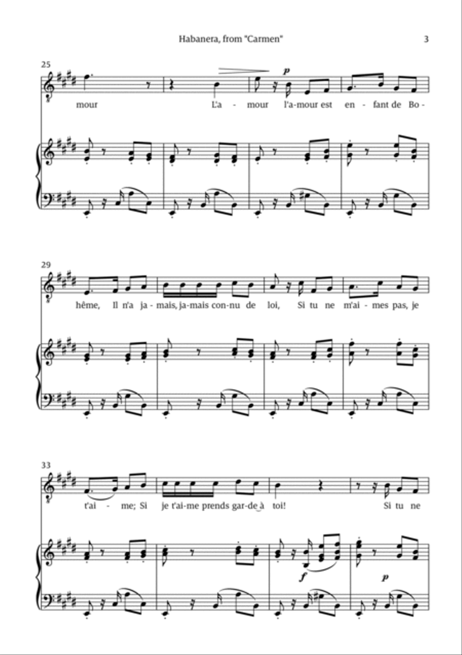 Habanera (for tenor - E minor/major) Chamber Music scores gallery preview page 3