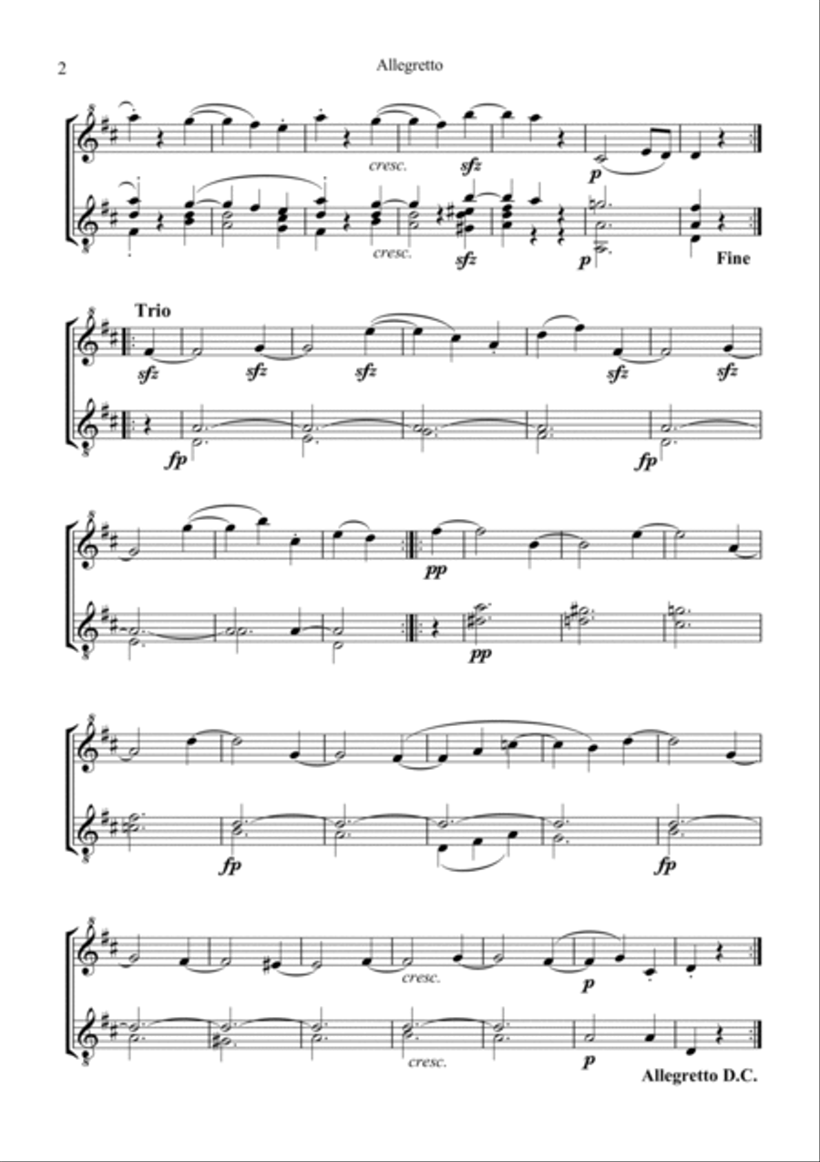 Allegretto (Moonlight Sonata) for descant recorder and guitar Small Ensemble scores gallery preview page 2