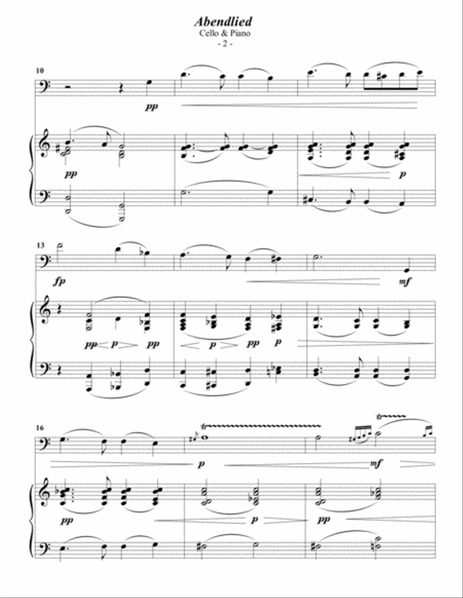 Schumann: Abendlied for Cello & Piano Piano scores gallery preview page 2