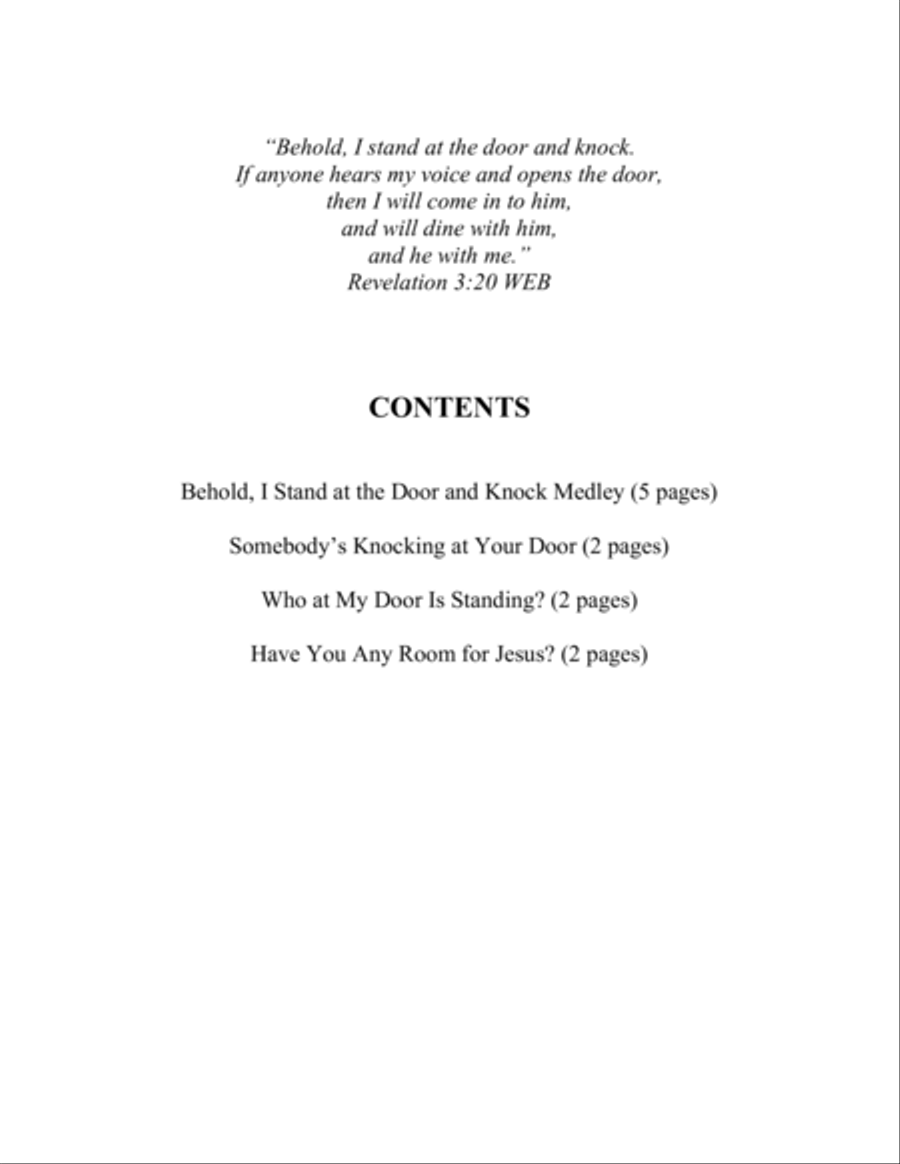 Revelation 3:20 Trilogy: Behold, I Stand at the Door and Knock Medley (3 Piano Solos plus a Medley) Piano Solo scores gallery preview page 4