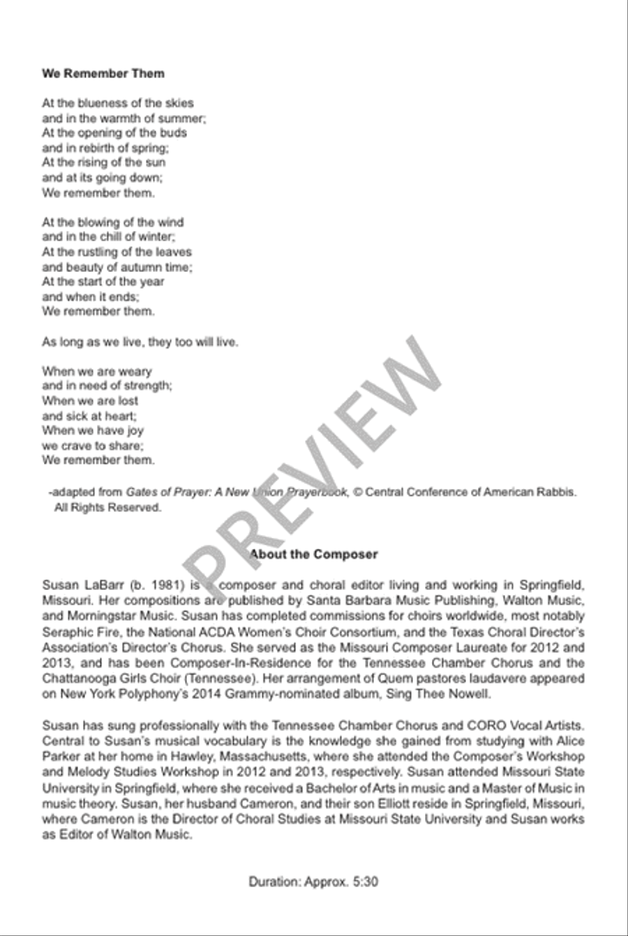 We Remember Them (SATB) 4-Part scores gallery preview page 3