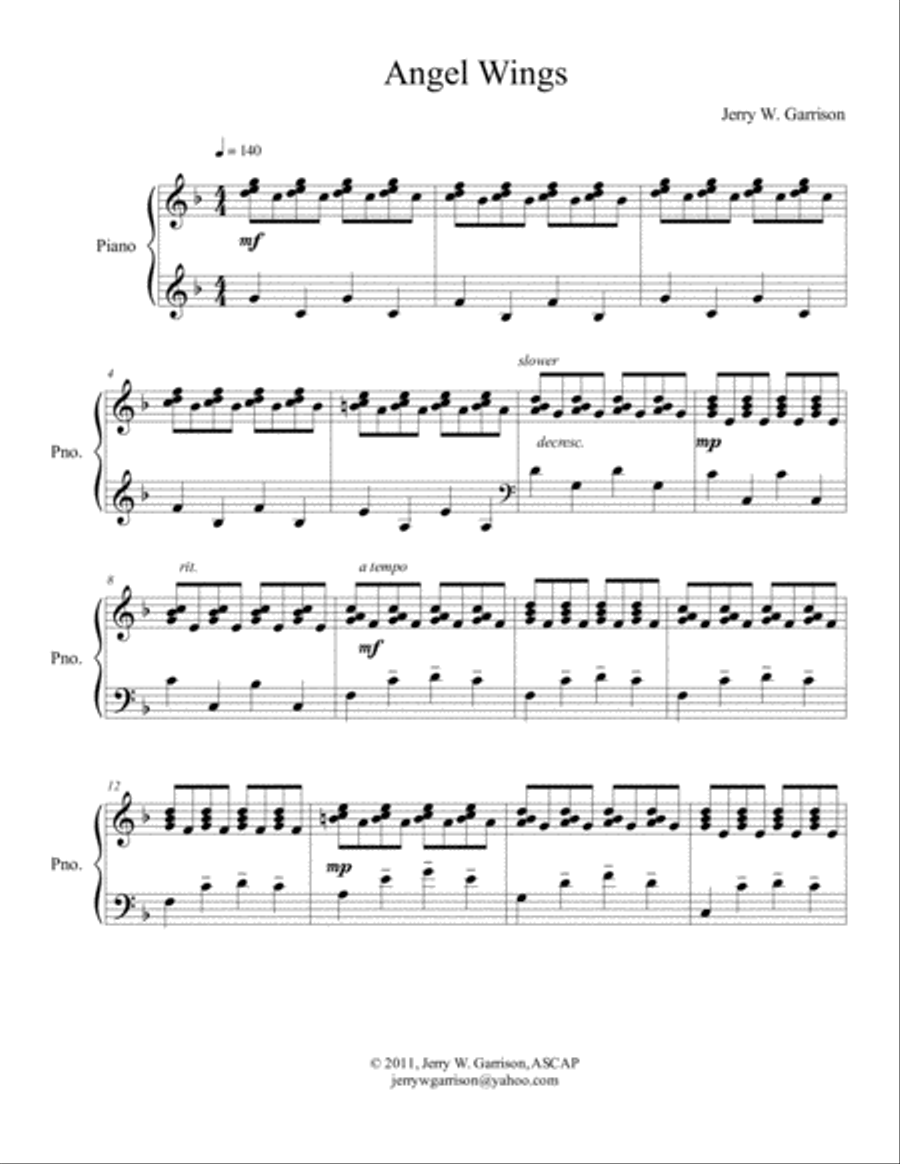 Angel Wings Piano Solo scores gallery preview page 2