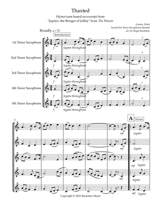 Thaxted (hymn tune based on excerpt from "Jupiter" from The Planets) (Bb) (Tenor Saxophone Quintet)