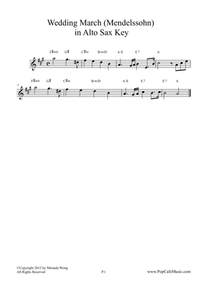 Wedding March - Mendelssohn for Alto Saxophone