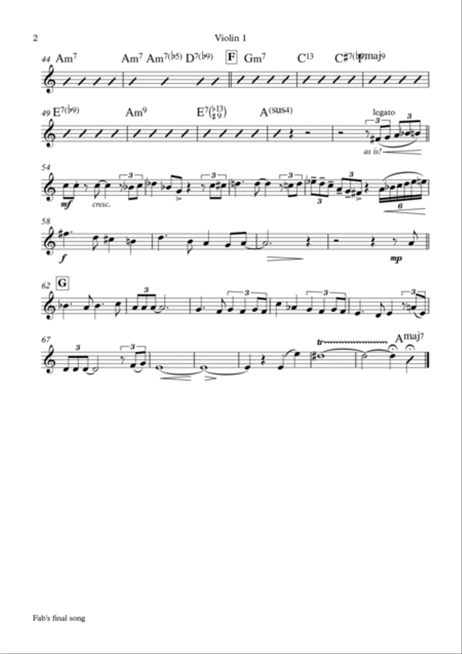 Fabs final song - Ballad - Jazz - String Orchestra String Quartet scores gallery preview page 6