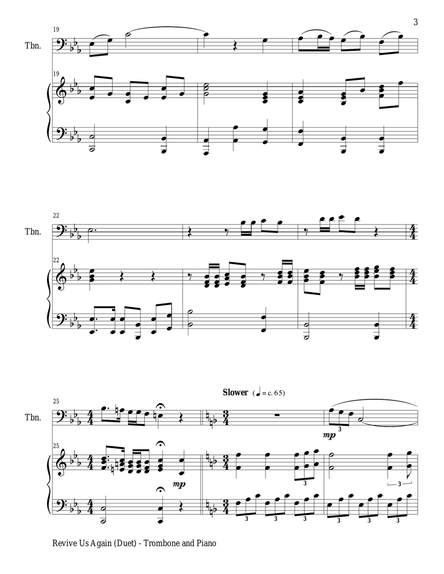 3 GOSPEL HYMNS, SET II (Duets for Trombone & Piano) Trombone Duet scores gallery preview page 5
