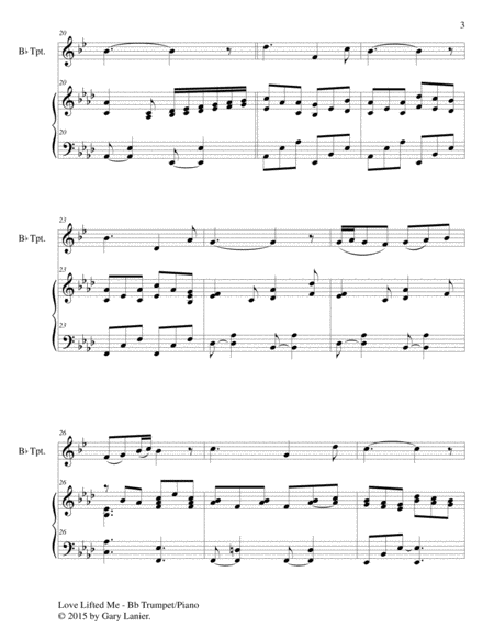LOVE LIFTED ME (Duet – Bb Trumpet and Piano/Score and Parts) image number null