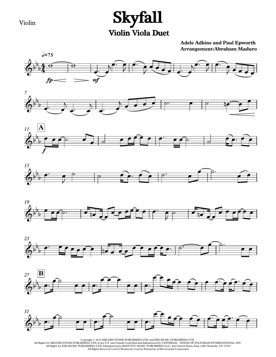 Skyfall String Duet scores gallery preview page 4