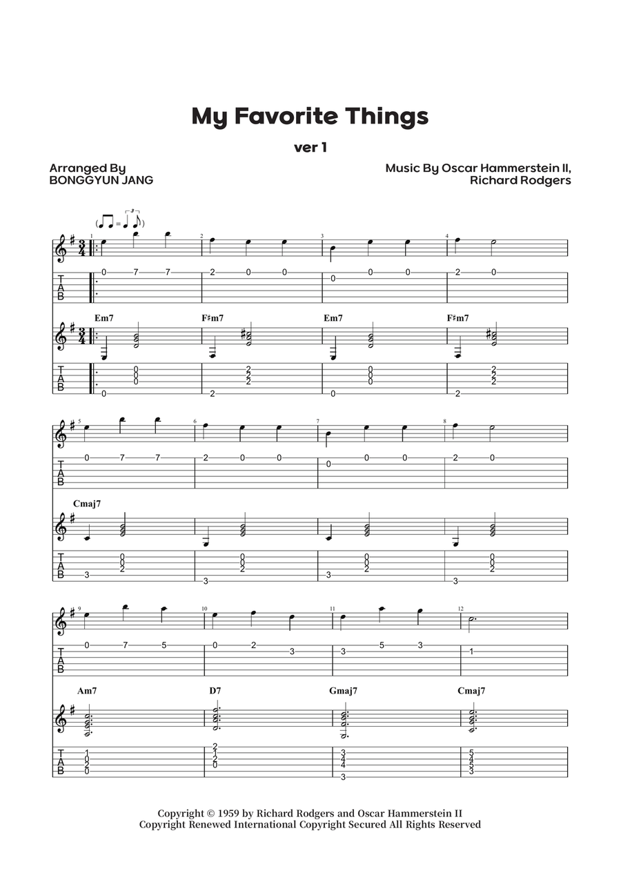 My Favorite Things Electric Guitar scores gallery preview page 1