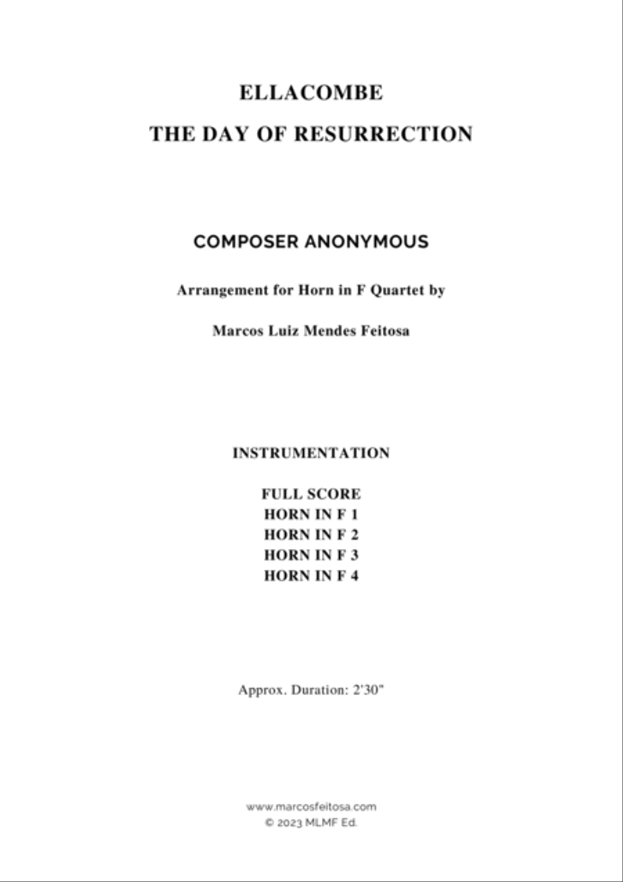 ELLACOMBE (The Day of Resurrection) - Horn in F Quartet French Horn Quartet scores gallery preview page 2