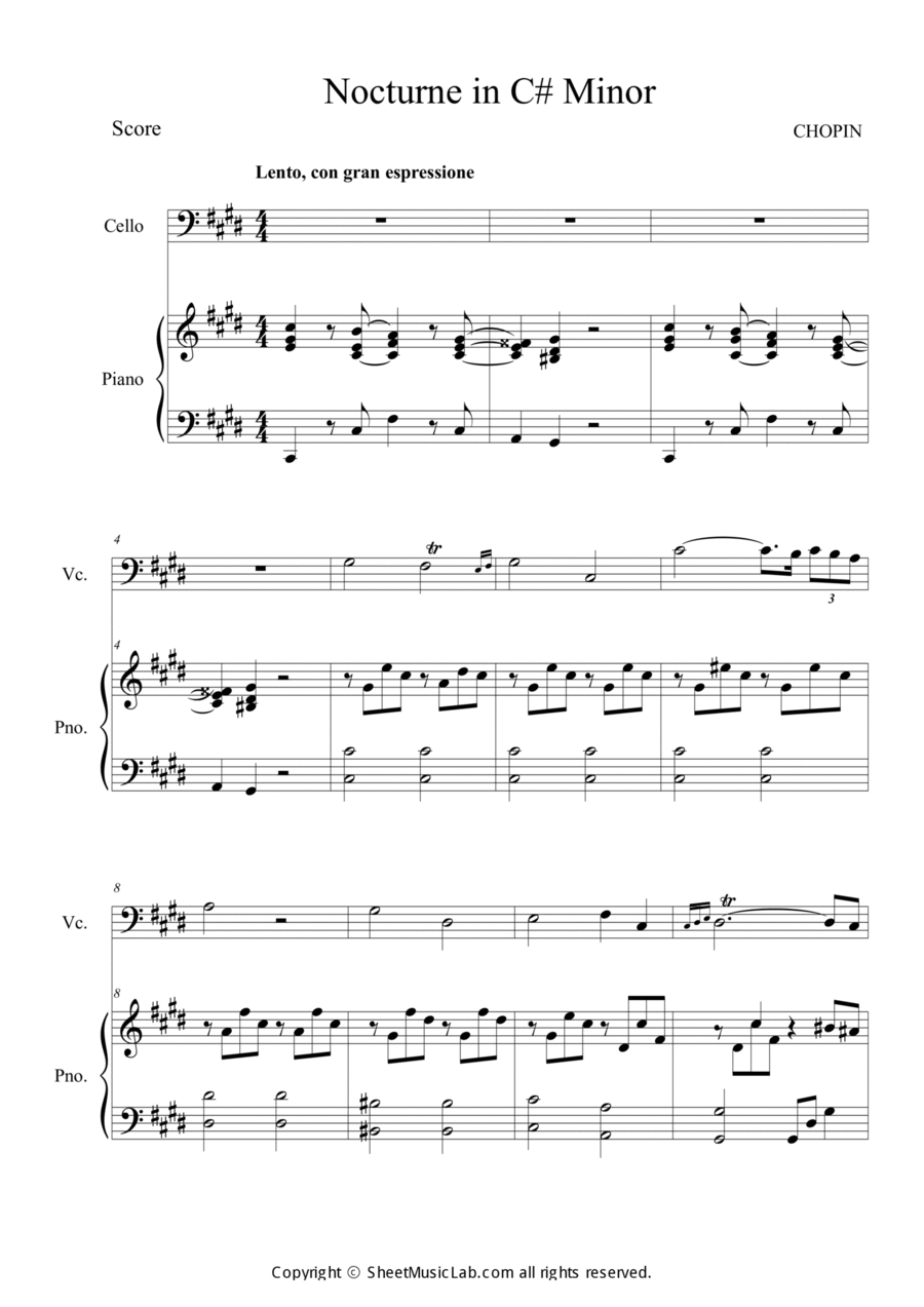 Nocturne in C# minor op.posth Piano scores gallery preview page 1