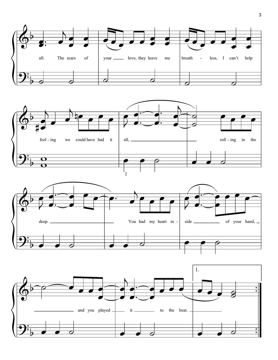 Rolling In The Deep Easy Piano scores gallery preview page 3