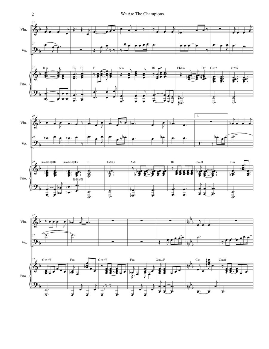 We Are The Champions Piano Trio scores gallery preview page 2