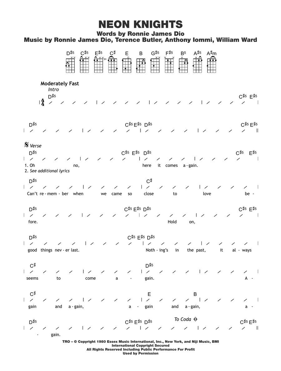 Neon Knights Ukulele scores gallery preview page 1