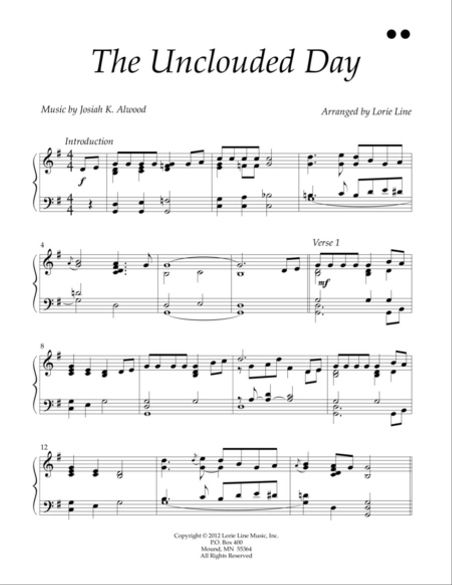 The Unclouded Day Piano Solo scores gallery preview page 1