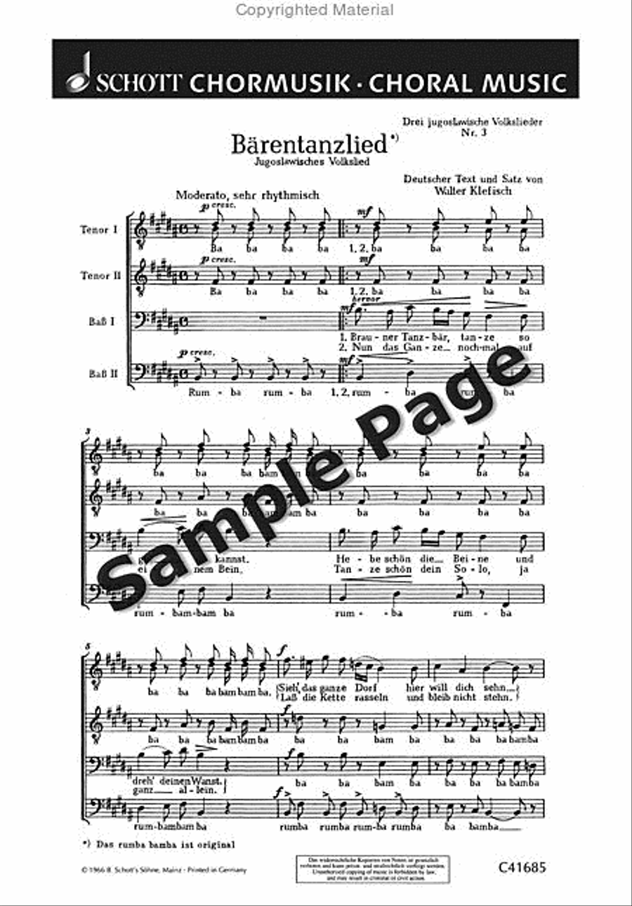 Klefisch W Baerentanzlied TTBB scores gallery preview page 2
