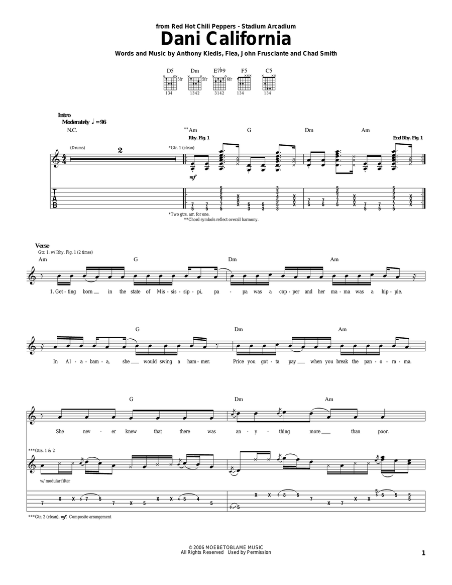 Dani California Acoustic Guitar scores gallery preview page 1