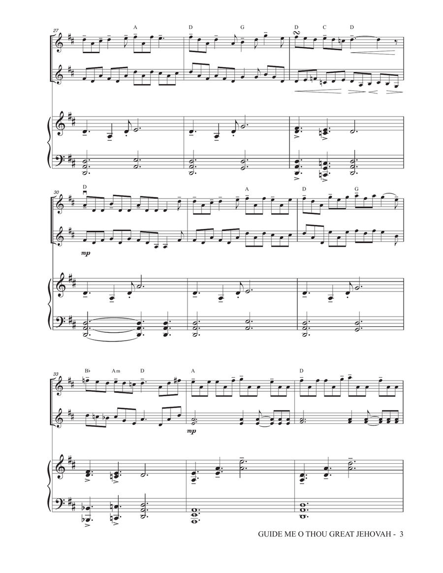 Guide Me O Thou Great Jehovah - Violin Duet String Duet scores gallery preview page 3