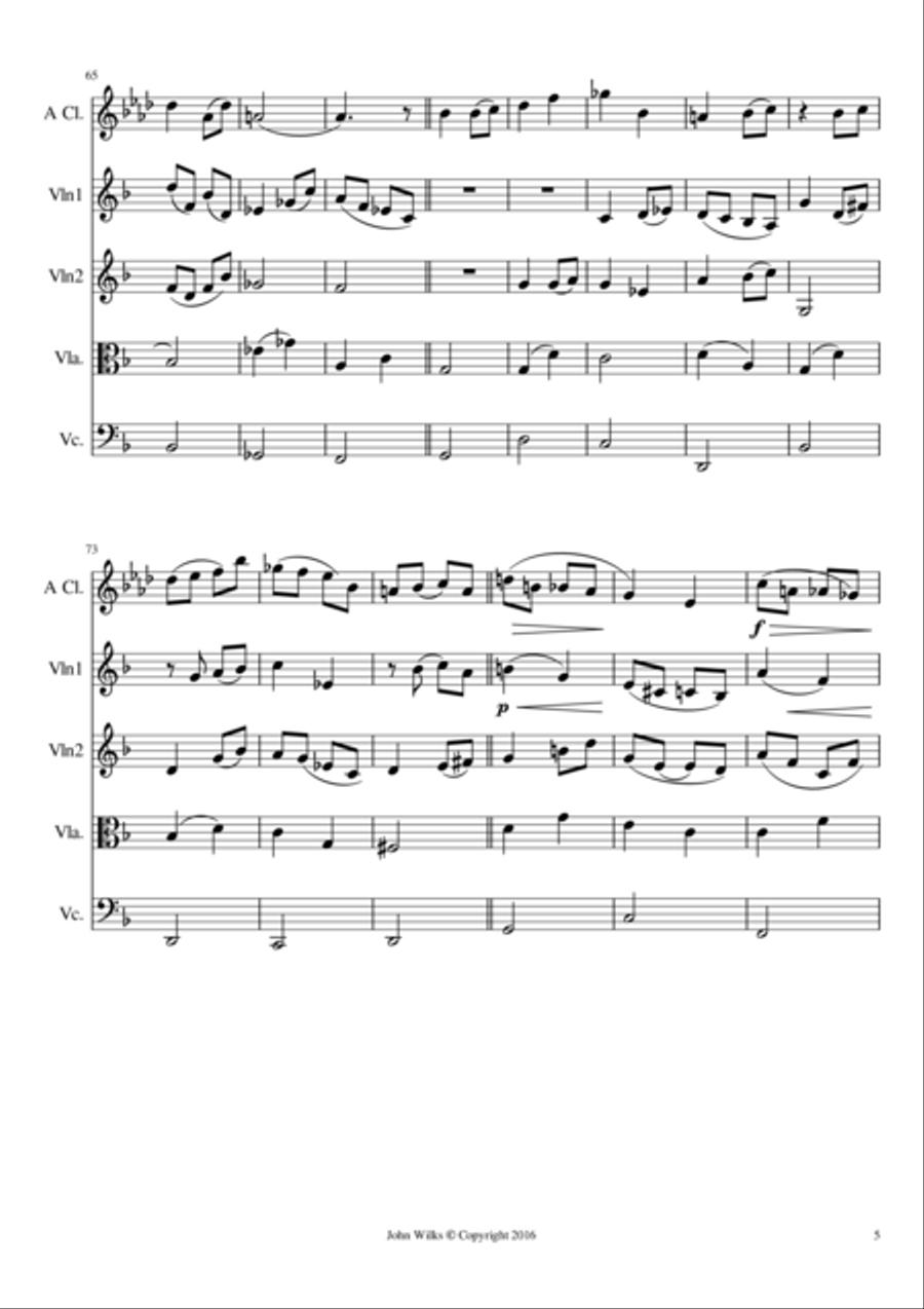 Gavotte - Clarinet quintet Clarinet Quintet scores gallery preview page 5