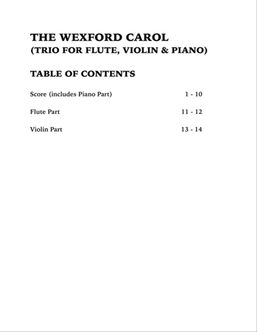 The Wexford Carol (Trio for Flute, Violin and Piano) Small Ensemble scores gallery preview page 4