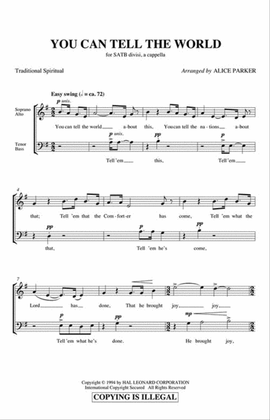 You Can Tell the World 4-Part scores gallery preview page 2