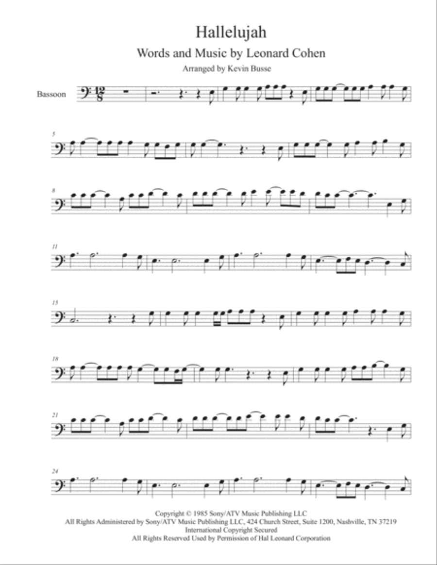 Hallelujah Hallelujah Bassoon Solo scores gallery preview page 1