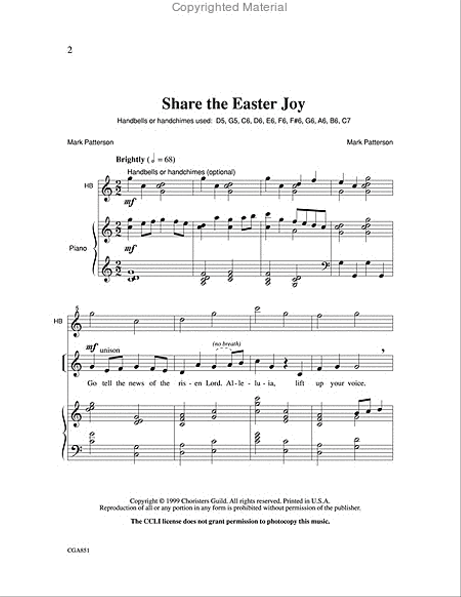 Share the Easter Joy Unison Choir scores gallery preview page 2