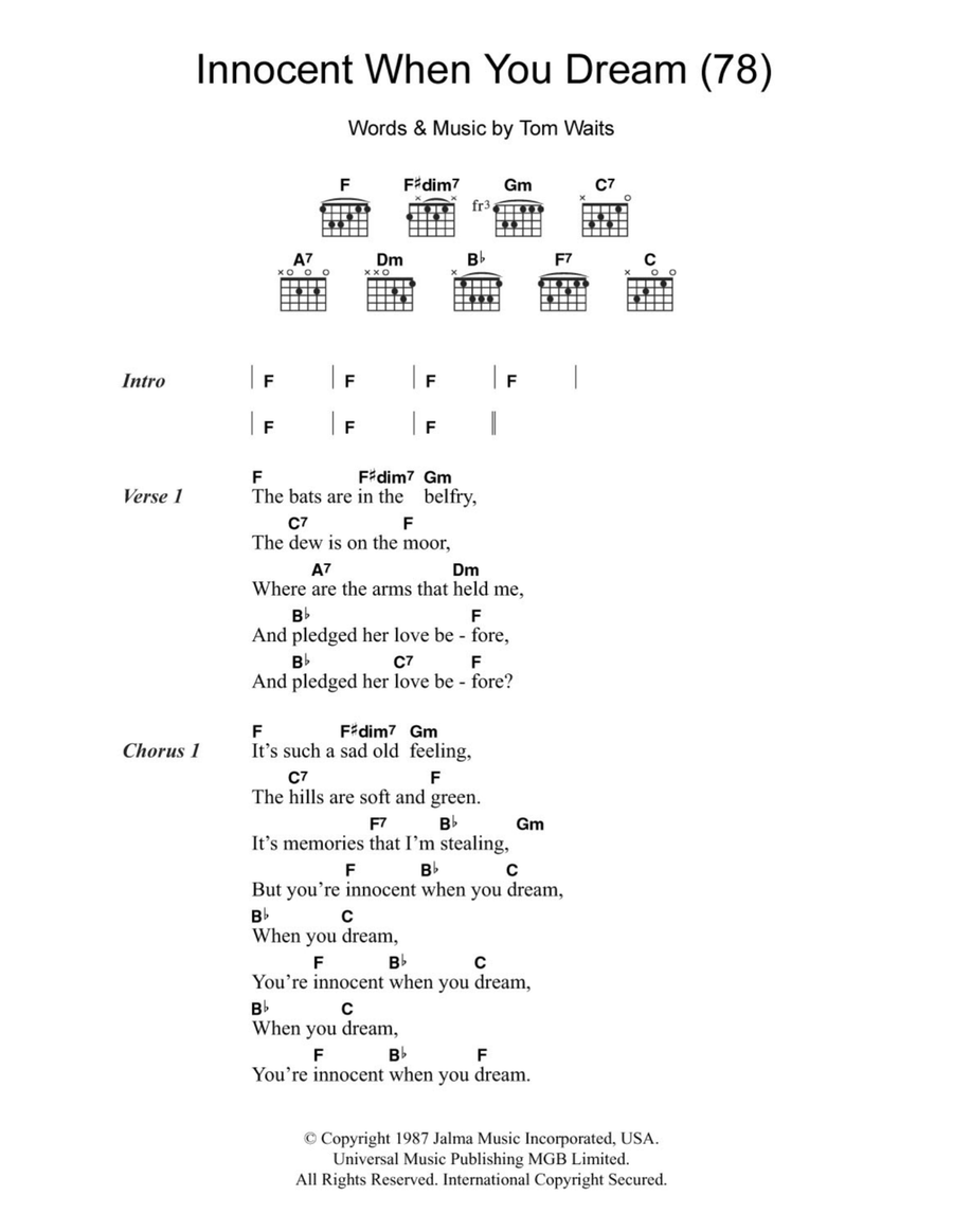 Innocent When You Dream (78) Acoustic Guitar scores gallery preview page 1