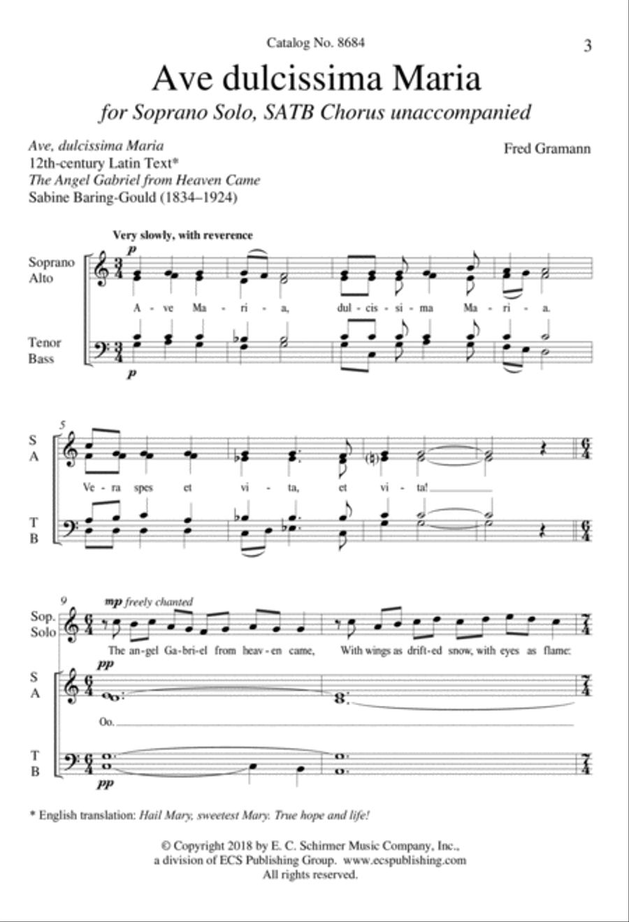 Ave dulcissima Maria Ave dulcissima Maria 4-Part scores gallery preview page 3