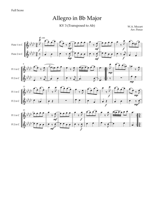 Three MORE Mozart Duets for Flute (KV3, 4 and 6)