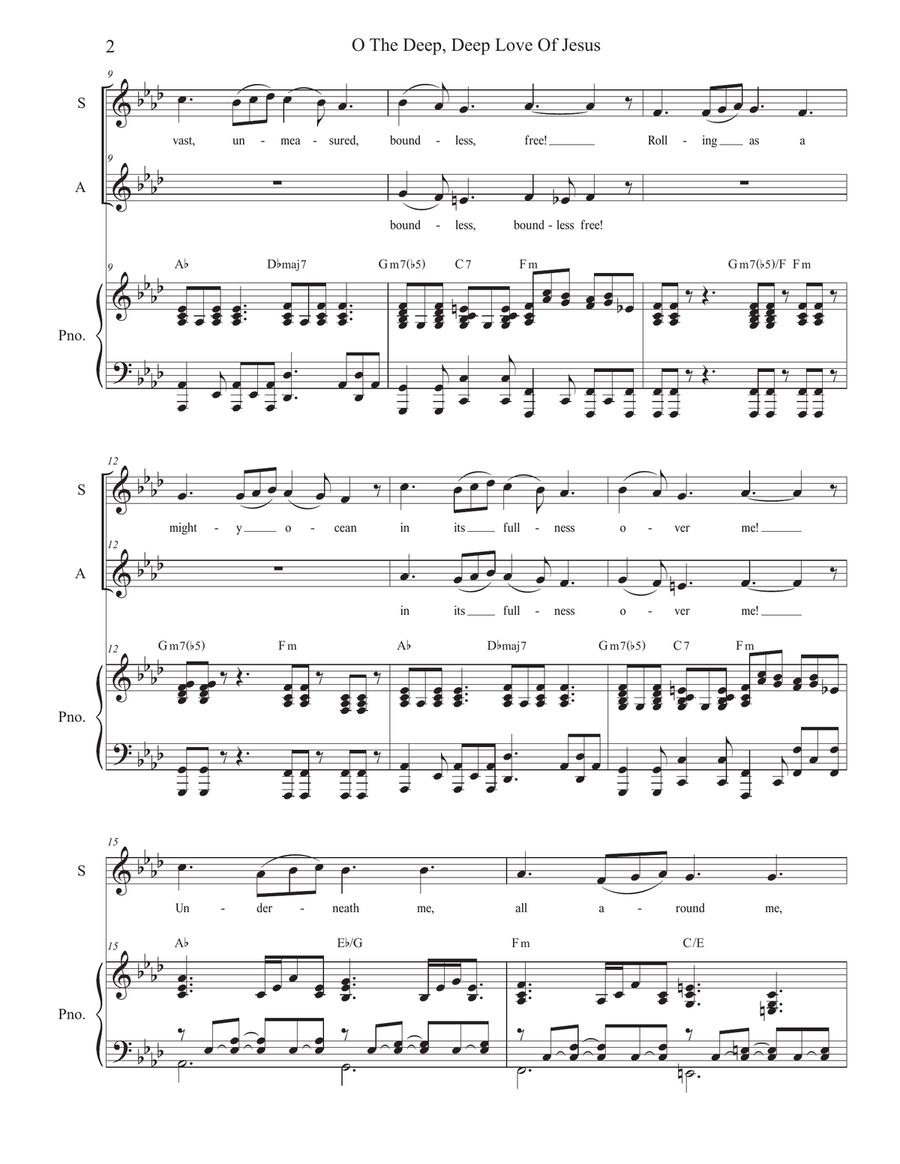 O The Deep, Deep Love Of Jesus (Duet for Soprano and Alto solo) Alto Voice scores gallery preview page 3