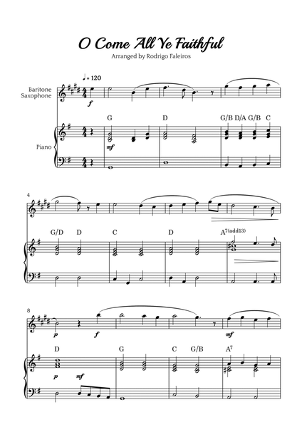 O Come All Ye Faithful (for baritone sax and piano accompaniment) image number null