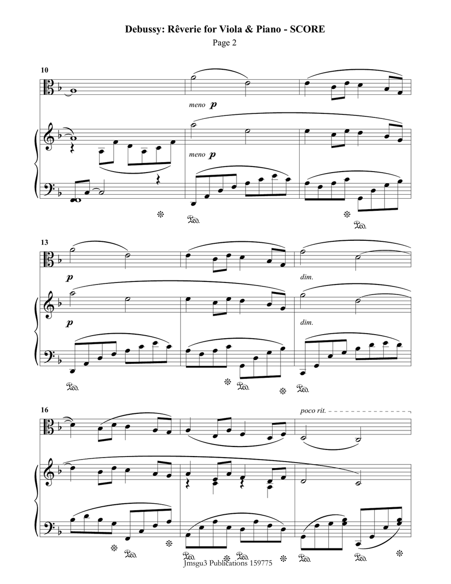 Debussy: Reverie for Viola & Piano Viola scores gallery preview page 2
