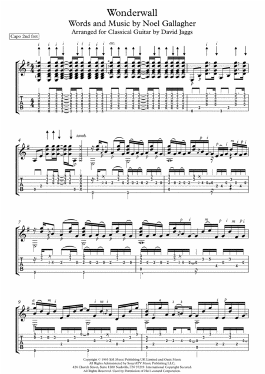 Wonderwall Wonderwall Guitar Solo scores gallery preview page 1