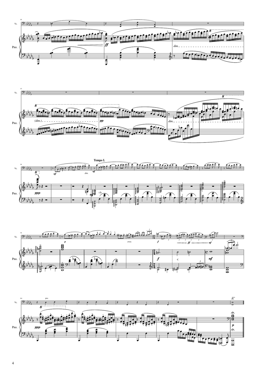 Rachmaninoff Moments Musicaux Op.16 (No. 1) - Arrangement for Cello and Piano Chamber Music scores gallery preview page 4