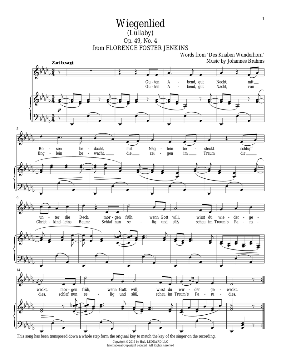 Wiegenlied (Lullaby) Voice scores gallery preview page 1