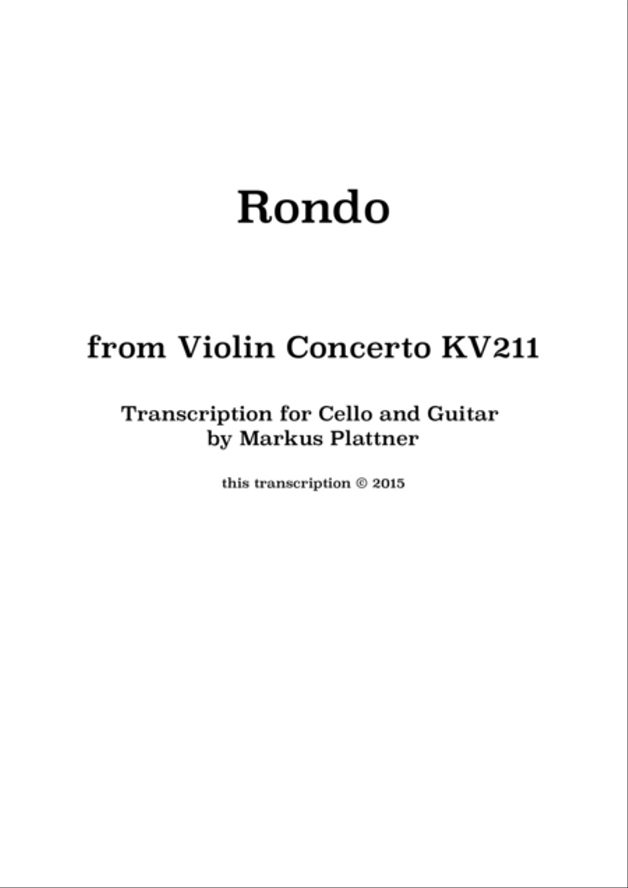 Mozart Rondo for Cello and Guitar String Duet scores gallery preview page 2